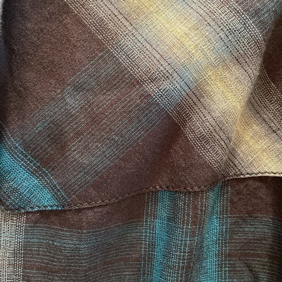 Wrangler Cotton Retro Western Pearl-snap L/S Plaid Shirt Navy Teal Cream Size XL - Picture 6 of 11